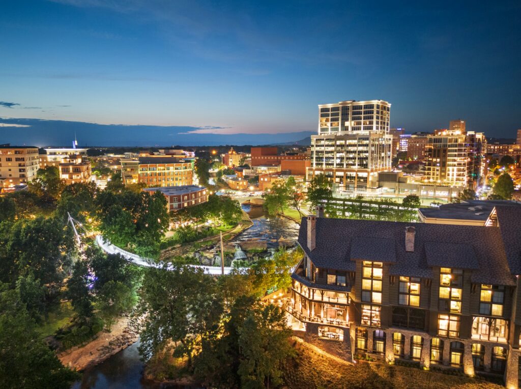 Greenville, South Carolina at Falls Park on Reedy Creek